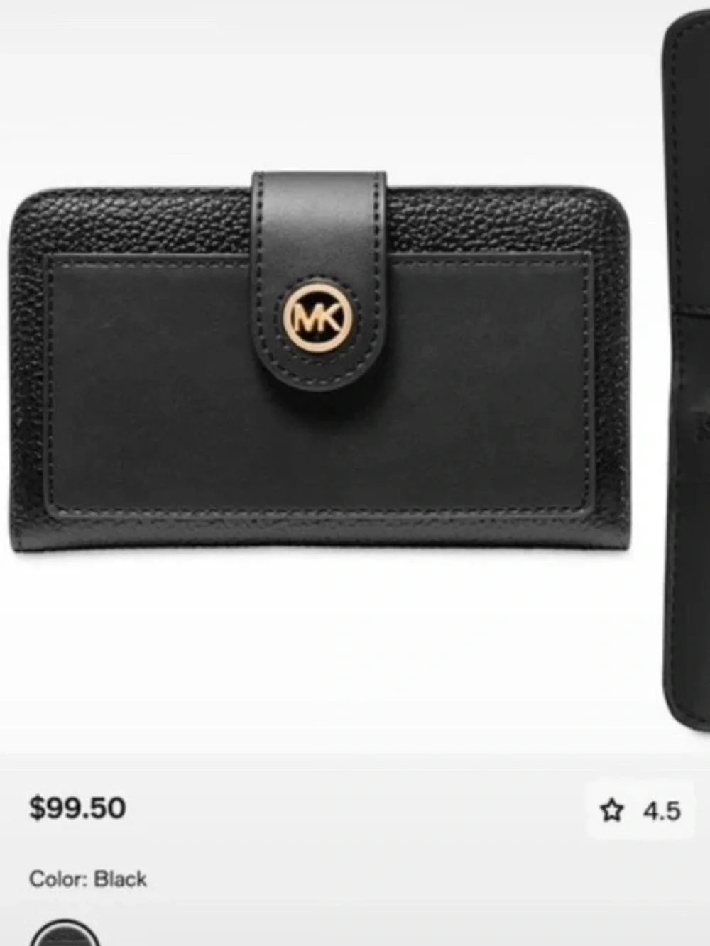Michael Kors Black Leather charm medium Tab Leather Bifold Wallet